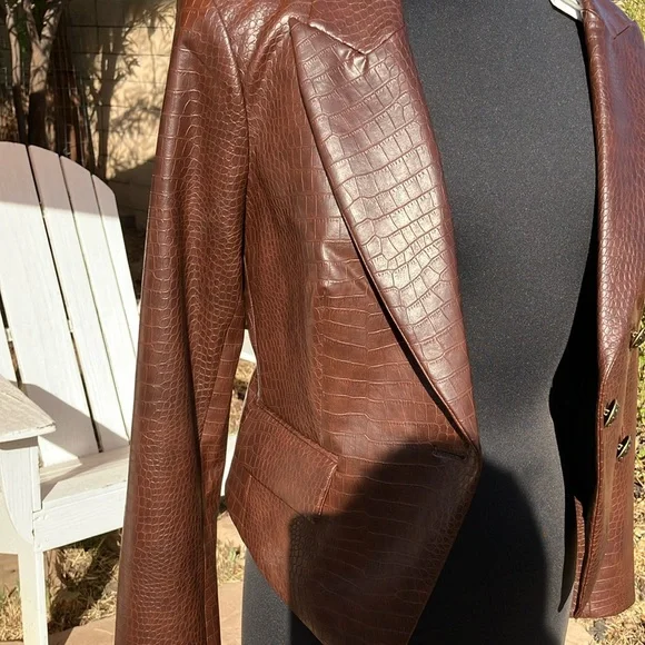 Veronica Beard Croc-Embossed Faux Leather Jacket (Flawed) - Picture 12 of 17